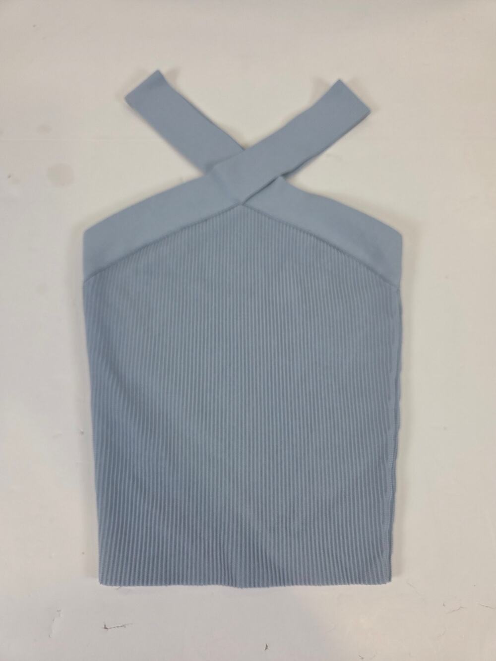 Aritzia Babaton Sculpt Knit Criss Cross Cropped Tank Iceberg Blue Small
